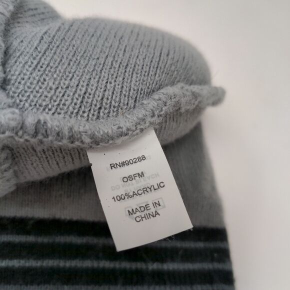 Adidas Men's Knit Beanie Hat Gray One Size Striped 100% Acrylic Warm Soft - Picture 11 of 11